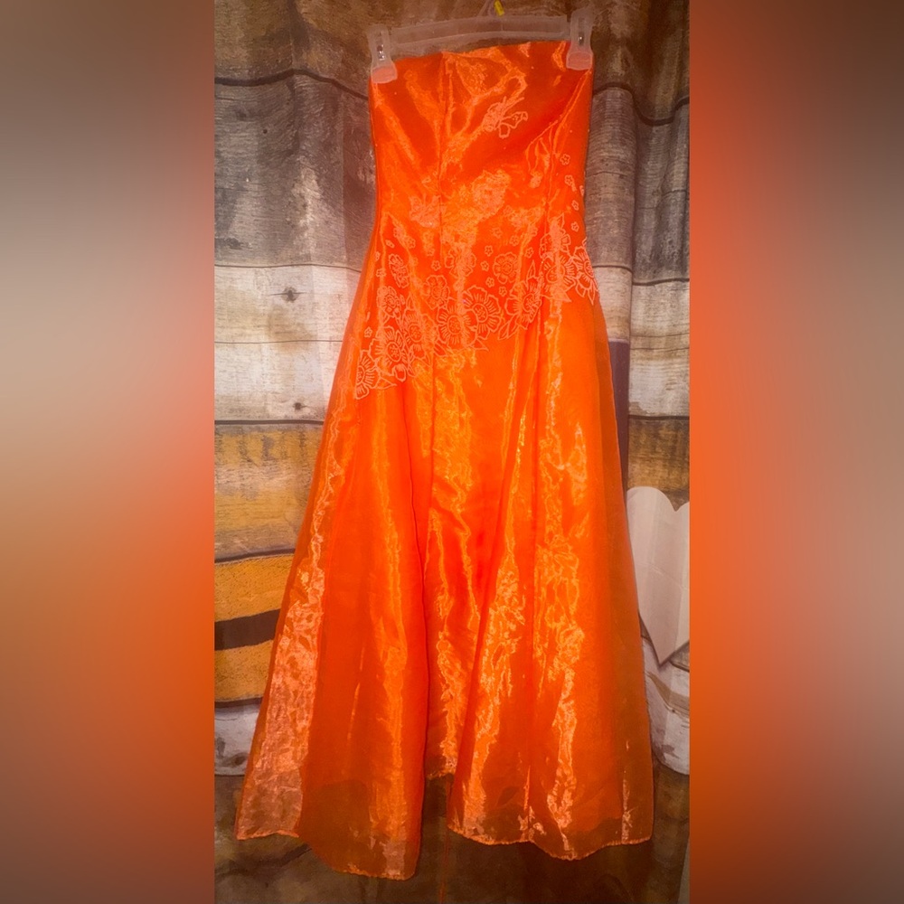 Poly USA Orange Sleeveless Prom Dress Small